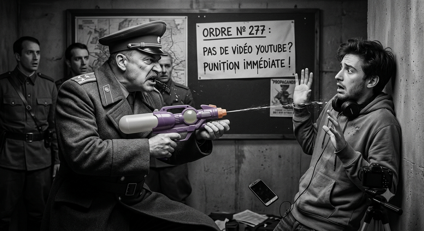 Ordre Nº 277 : un colonel soviétique menace un YouTubeur avec un pistolet à eau parce qu'il n'a pas publié de vidéo.